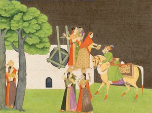 第1回目の会議、c.1750（紙に不透明なwcと金） 作： Manaku